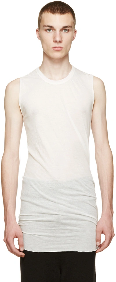 Rick Owens White Sleeveless Unstable T-shirt In Milk|bianco