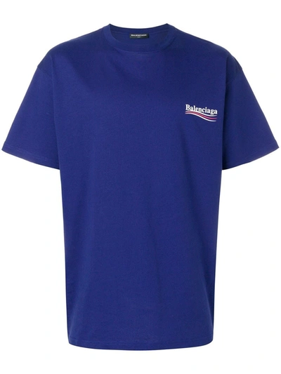 Shop Balenciaga Printed Logo Oversized T-shirt In Blue