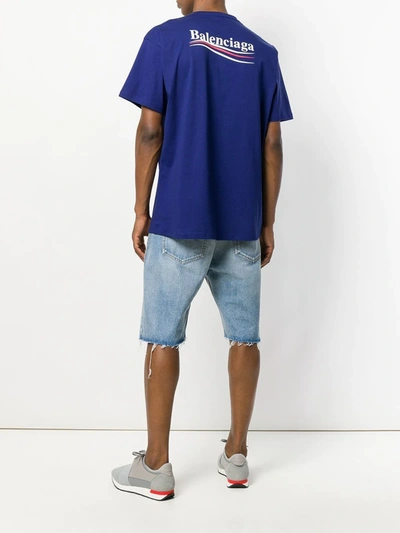 Shop Balenciaga Printed Logo Oversized T-shirt In Blue