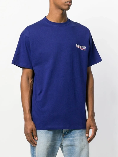 Shop Balenciaga Printed Logo Oversized T-shirt In Blue