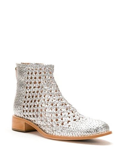 Shop Sarah Chofakian Leather Teca Boots In Silver