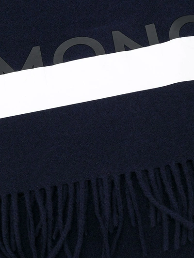 Shop Moncler Graphic Logo Print Scarf In Blue