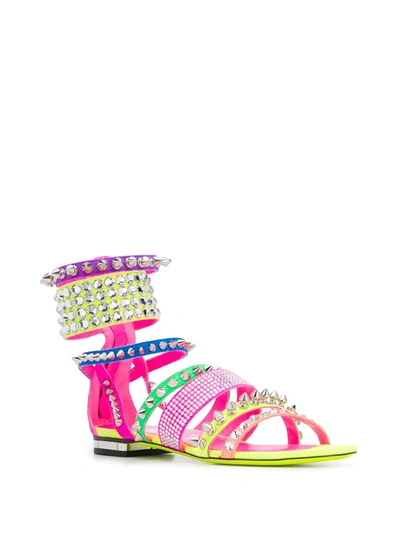 Shop Philipp Plein Studded Colour-block Sandals In Pink