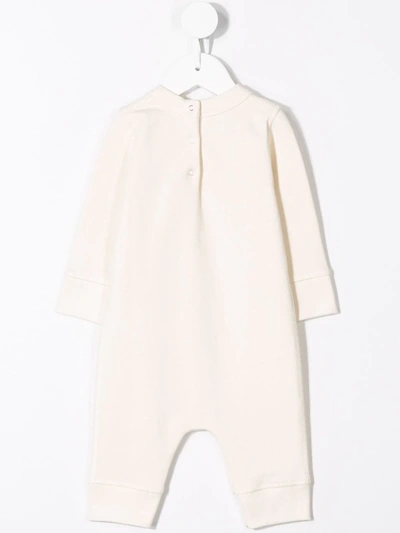 Shop Gucci Embroidered Babygrow In Neutrals