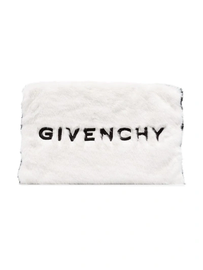 Shop Givenchy Large Faux Fur Clutch In Black