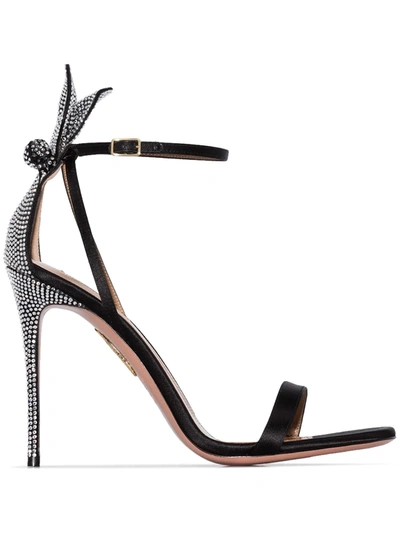 Shop Aquazzura Bow Tie 75mm Crystal-embellished Sandals In Black