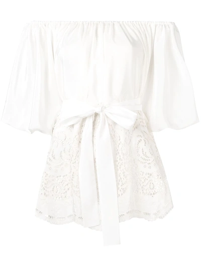 Shop Stella Mccartney Broderie Anglaise Blouse In Neutrals