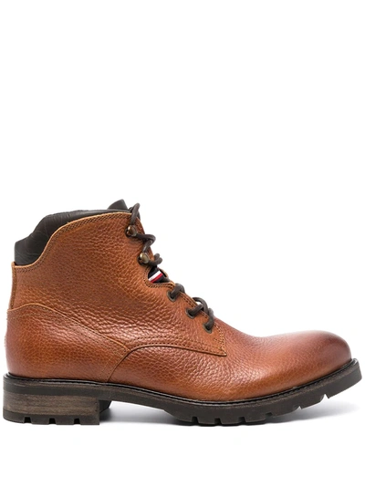Shop Tommy Hilfiger Chunky Lace-up Boots In Brown
