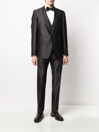 Shop Dolce & Gabbana Polka Dots Three-piece Dinner Suit In Black