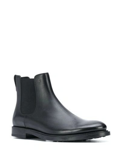 Shop Tod's Leather Ankle Boots In Black