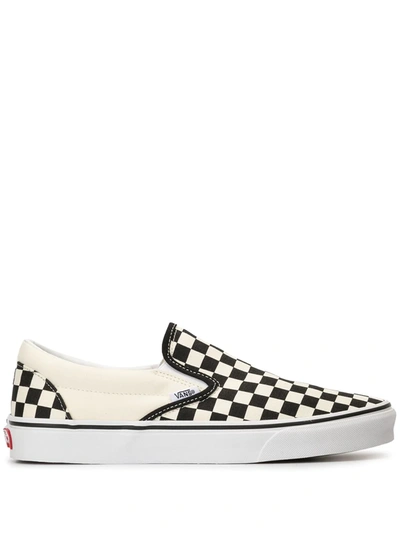 Shop Vans Checked Slip-on Sneakers In White