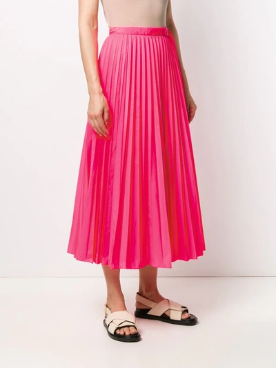 Valentino Nylon Canvas Midi Skirt W/side Bow In Pink