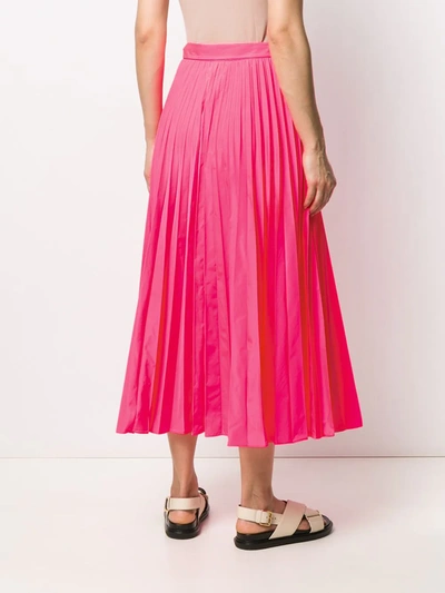 Valentino Nylon Canvas Midi Skirt W/side Bow In Pink