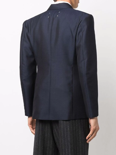 Maison Margiela Double-breasted Navy Blazer In Black