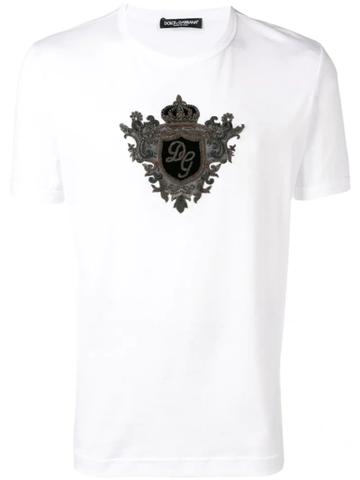 Dolce Gabbana Crown Embellished T shirt In White ModeSens