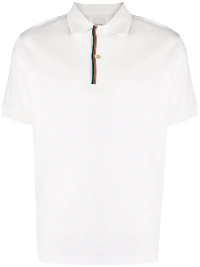 Shop Paul Smith Signature Stripe-trim Polo Shirt In Weiss