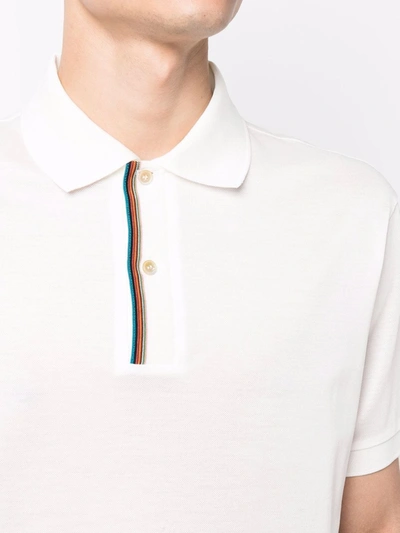 Shop Paul Smith Signature Stripe-trim Polo Shirt In Weiss