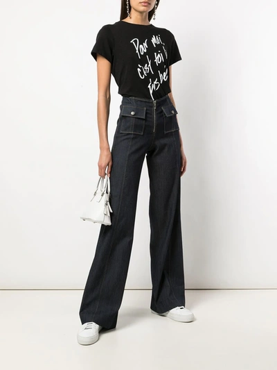 Cinq À Sept Azure Front High-rise Wide-leg Crop Jeans In Blue
