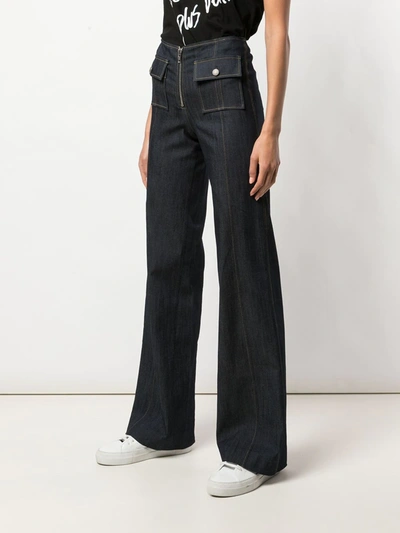 Cinq À Sept Azure Front High-rise Wide-leg Crop Jeans In Blue