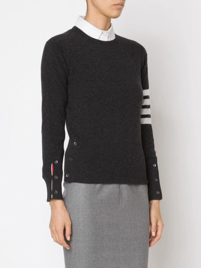 Shop Thom Browne Striped Sleeve Sweater In Grey