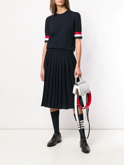 Thom Browne Tricolour Cuff Knit T-shirt In Blue