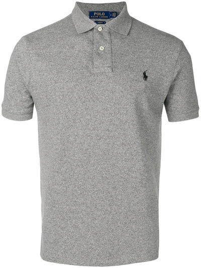 Shop Polo Ralph Lauren Logo Polo Shirt In Grey