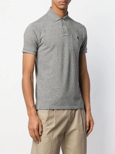 Shop Polo Ralph Lauren Logo Polo Shirt In Grey