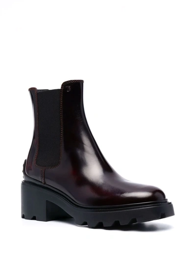 Tod's Leather Block-heel Chelsea Boots In Red
