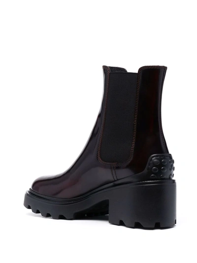 Tod's Leather Block-heel Chelsea Boots In Red