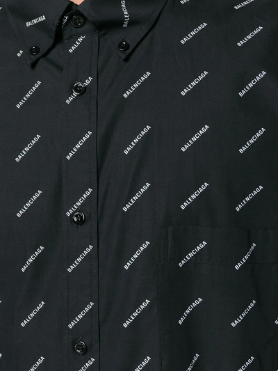 Shop Balenciaga All-over Logo Poplin Shirt In Black