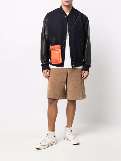 Golden Goose Aleandro Bomber Jacket With Leather Sleeves In Blau