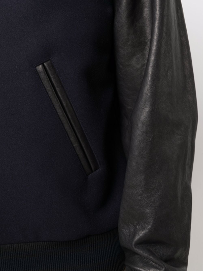 Golden Goose Aleandro Bomber Jacket With Leather Sleeves In Blau