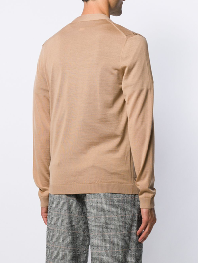 Shop Gucci Double G Jacquard Cardigan In Brown