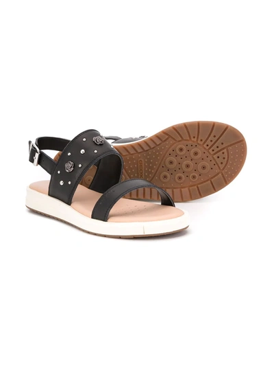 Shop Geox Open Toe Sandals In Black