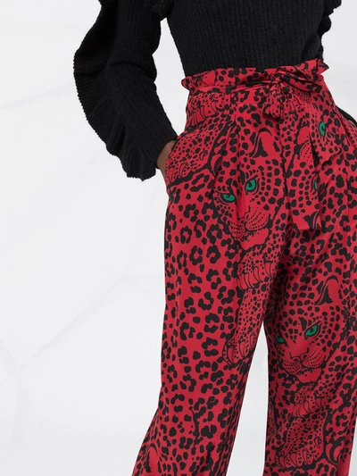 Shop Red Valentino Leopard Print High-waisted Trousers In Black