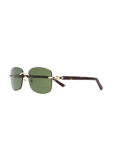 Shop Cartier C Décor Rimless Rectangular-frame Sunglasses In Black