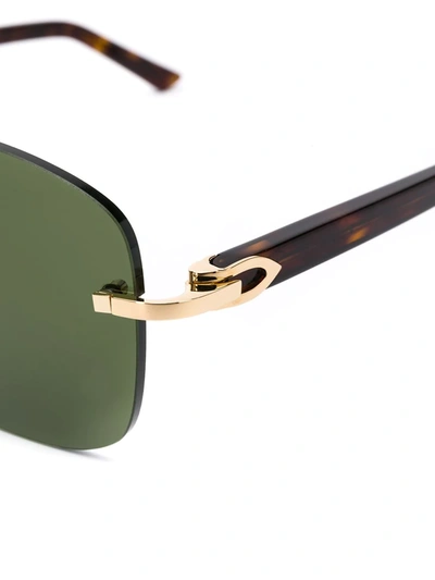 Shop Cartier C Décor Rimless Rectangular-frame Sunglasses In Black