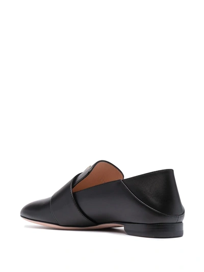 Shop Bally Janelle Square Buckle Loafers In Black