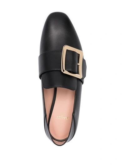 Shop Bally Janelle Square Buckle Loafers In Black