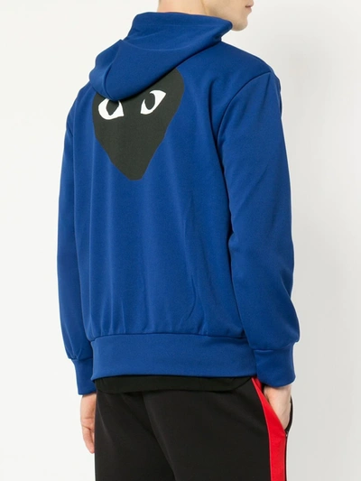 Comme Des Garçons Play Logo-patch Zip-up Hoodie In Blue