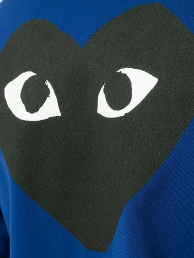 Shop Comme Des Garçons Play Big Heart Zip-up Hoodie In Blue