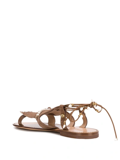 Santoni Open Toe Beaded-fringed Sandals In Black
