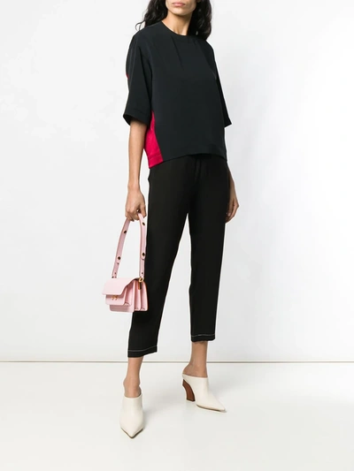 Shop Marni Cropped Elasticated Trousers In Black