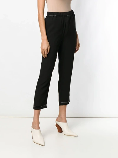 Shop Marni Cropped Elasticated Trousers In Black