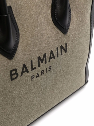 Balmain B-army 42 Canvas Shopper In Grün