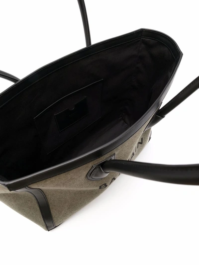 Balmain B-army 42 Canvas Shopper In Grün