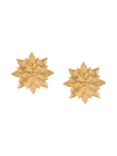 Shop Natia X Lako Small Flower Earrings In Gold