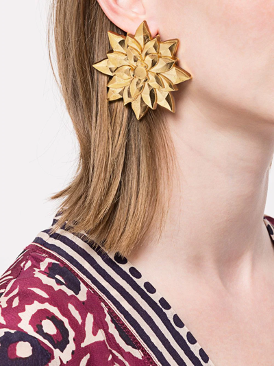 Shop Natia X Lako Small Flower Earrings In Gold