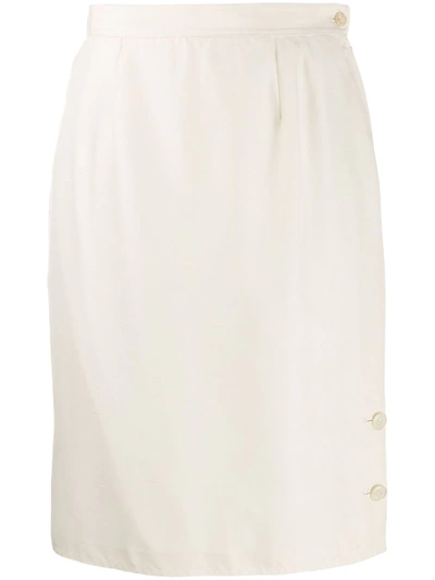 Pre-owned Valentino 1980's Straight Fit Skirt In White