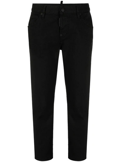 Shop Dsquared2 Cropped Low-rise Jeans In Black